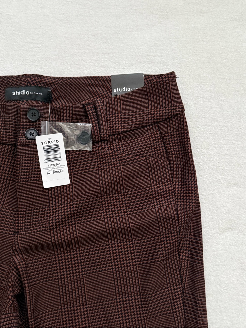 Torrid Studio Plaid Trouser Bootcut Dress Pants Brown Black Size 16R NWT Office - Picture 5 of 10